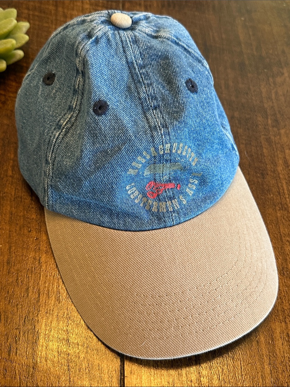 Vintage Massachusetts Lobstermen's Association Denim 2-Tone Strapback Hat